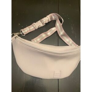 JoyLab Lavender Purple Fanny Pack Waist Bag Silver Glitter Stripe Neoprene Strap